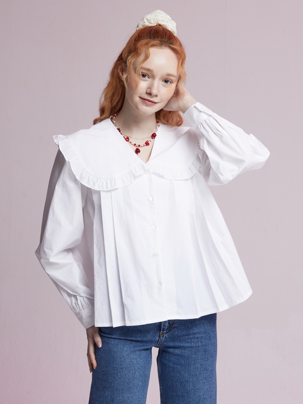 Cheery Frill Blouse White
