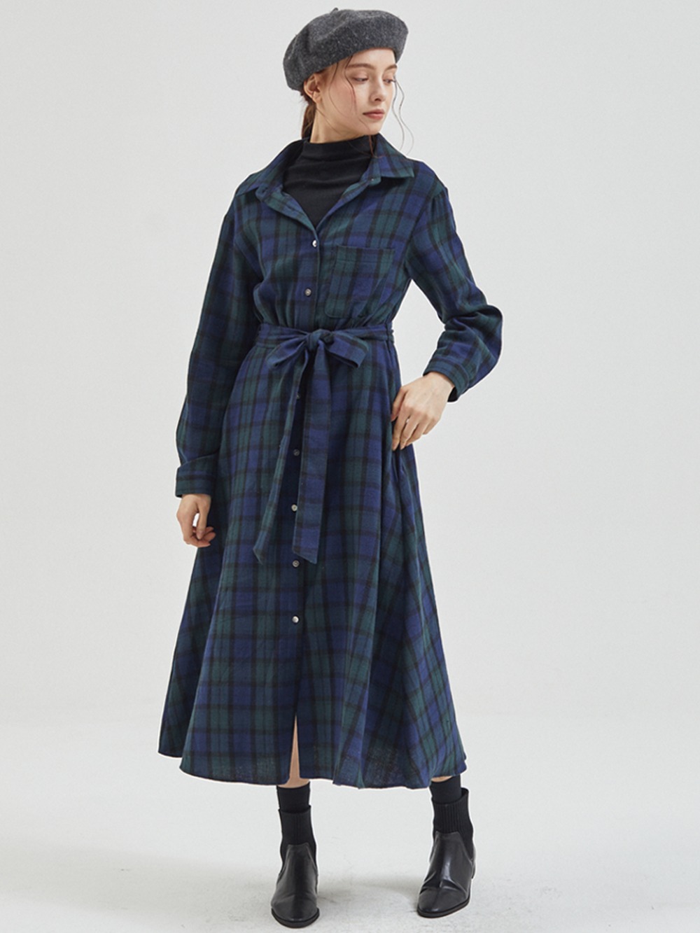 FW Check Shirt One-Piece Green